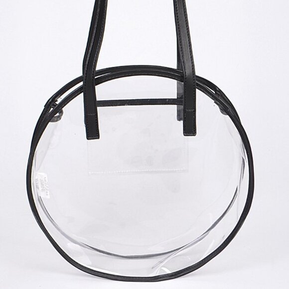 Clear Transparent Round Shoulder Tote Bag- W/ Black Accents & Pocket - NWT - Picture 1 of 8
